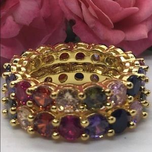Two Gold Plated Exquisite Rainbow Eternity Band